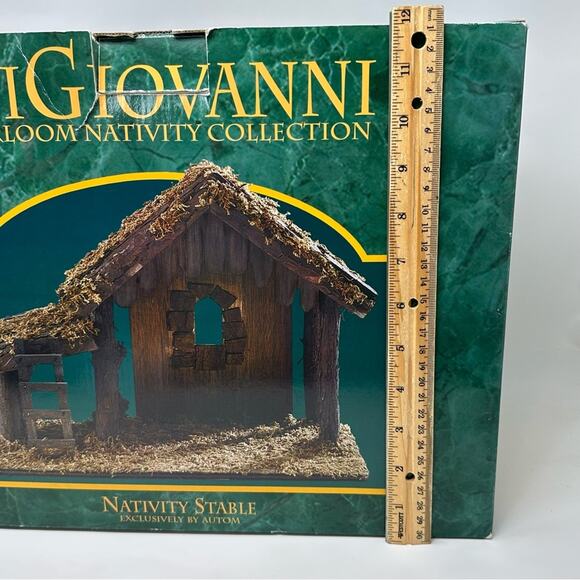 Vintage DiGiovanni Christmas Creche Holiday Nativity Stable Wood Moss Accent - Picture 12 of 15